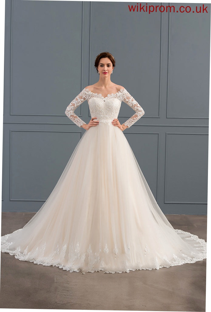 Dress Chapel Train Philippa Off-the-Shoulder Lace Tulle Ball-Gown/Princess Wedding Wedding Dresses