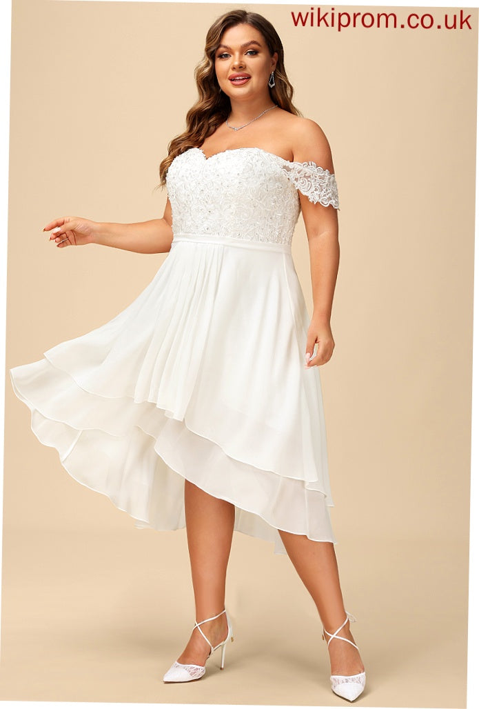 Asymmetrical Chiffon Dress Lace Wedding Dresses Wedding Off-the-Shoulder Sequins With Kaya A-Line Beading