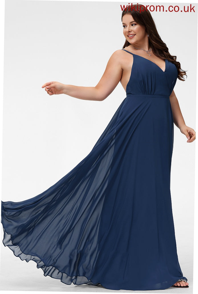 Chloe A-Line V-neck Prom Dresses Chiffon Floor-Length