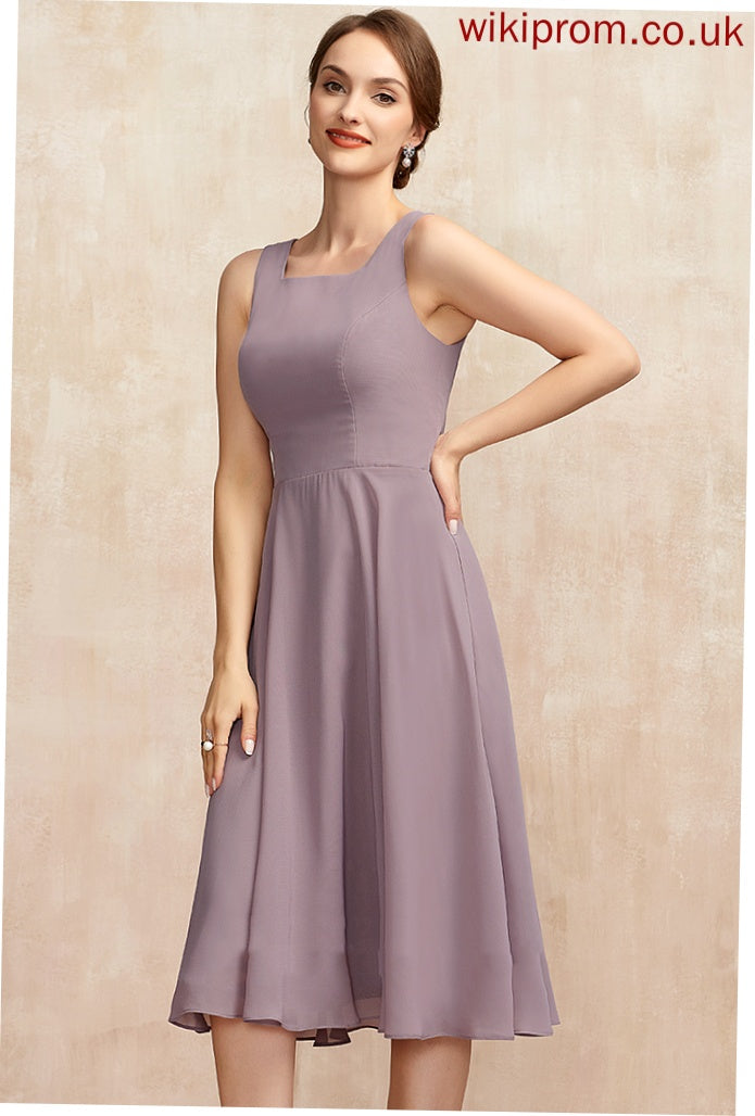 Dress Chiffon Cocktail Dresses Cocktail Square Regina Neckline A-Line Knee-Length