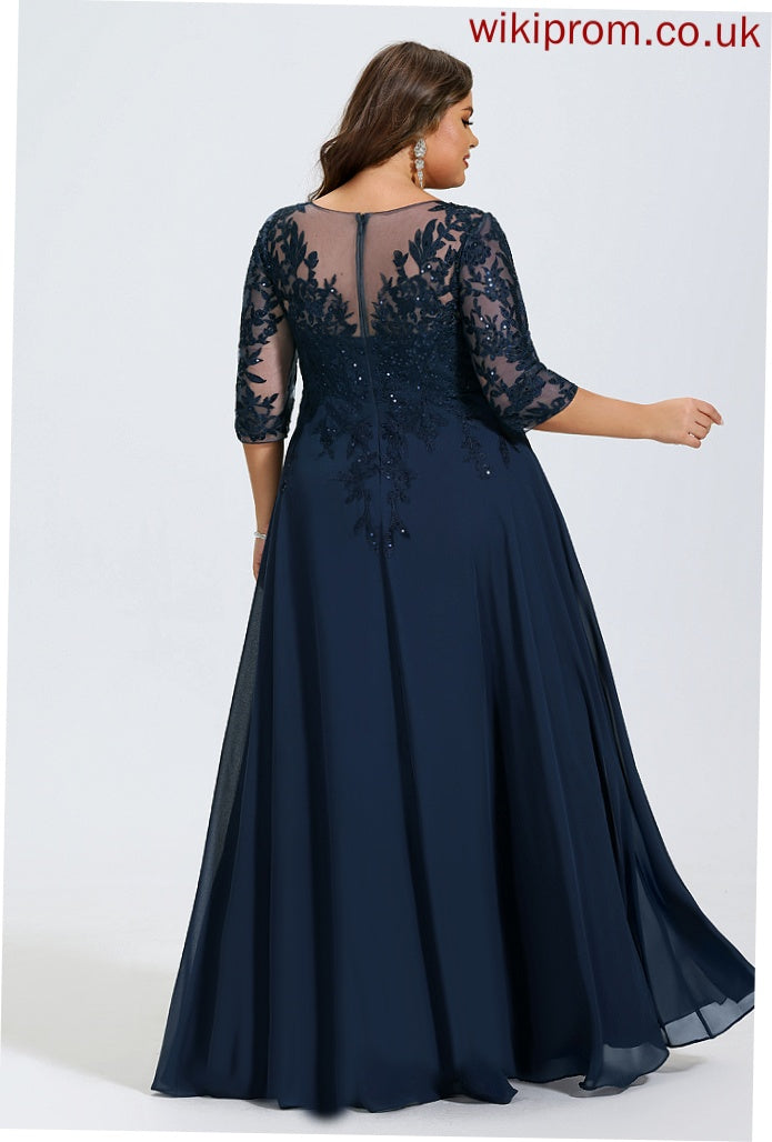 With Lace Sequins Prom Dresses Floor-Length A-Line Litzy V-neck Chiffon