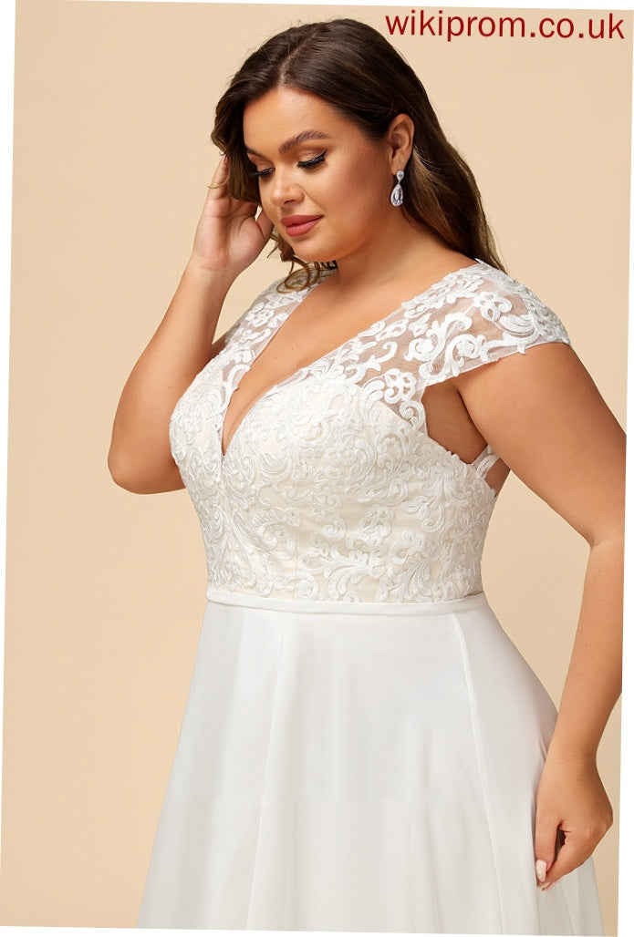 Split With Kassidy Lace Dress Chiffon A-Line Train Sweep V-neck Front Wedding Dresses Wedding