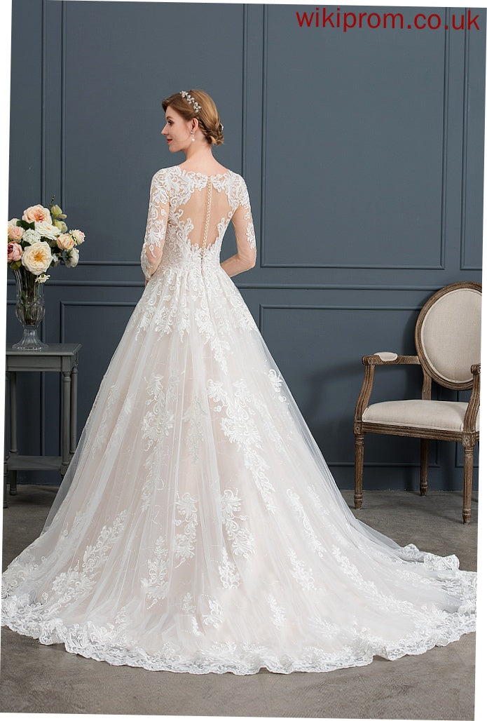 Kaitlin Lace Tulle Dress Ball-Gown/Princess Wedding V-neck Wedding Dresses