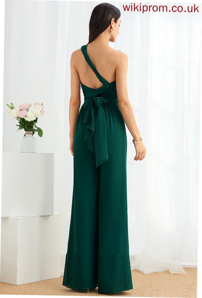 Straps Ruffle Floor-Length V-neck Fabric Length Embellishment Neckline Halter One-Shoulder HighNeck Jenna Bridesmaid Dresses