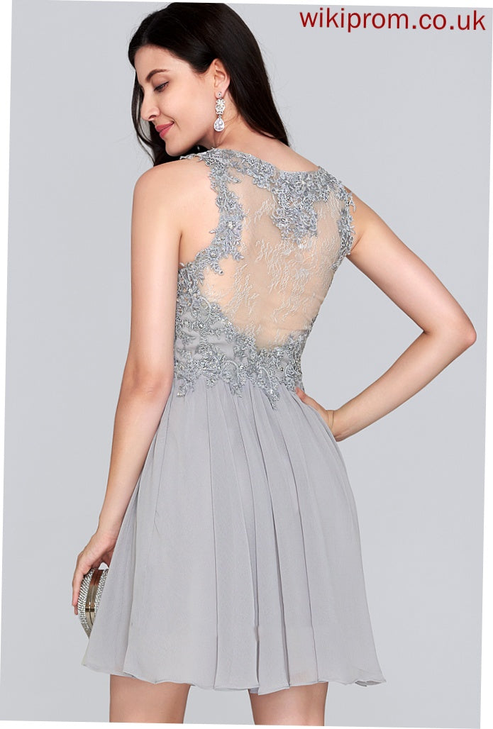 Short/Mini Sweetheart Homecoming With A-Line Homecoming Dresses Beading Elva Sequins Lace Chiffon Dress