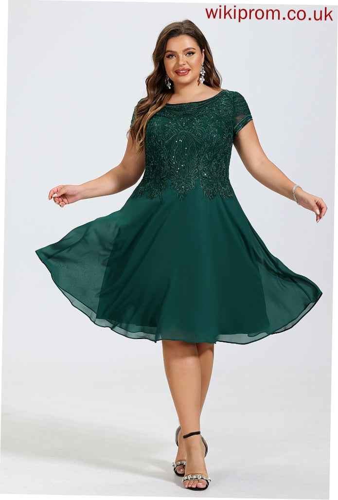 Cocktail Lace Dress With Chiffon A-Line Neck Knee-Length Sequins Scoop Sofia Cocktail Dresses