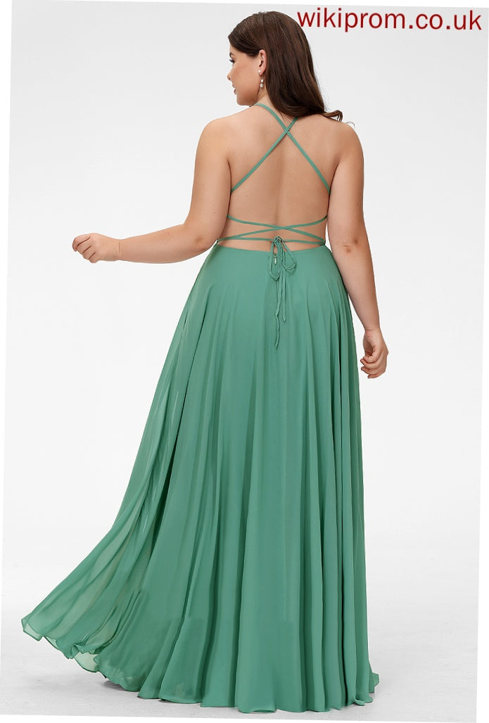 Prom Dresses Floor-Length Square A-Line Chiffon Ivy