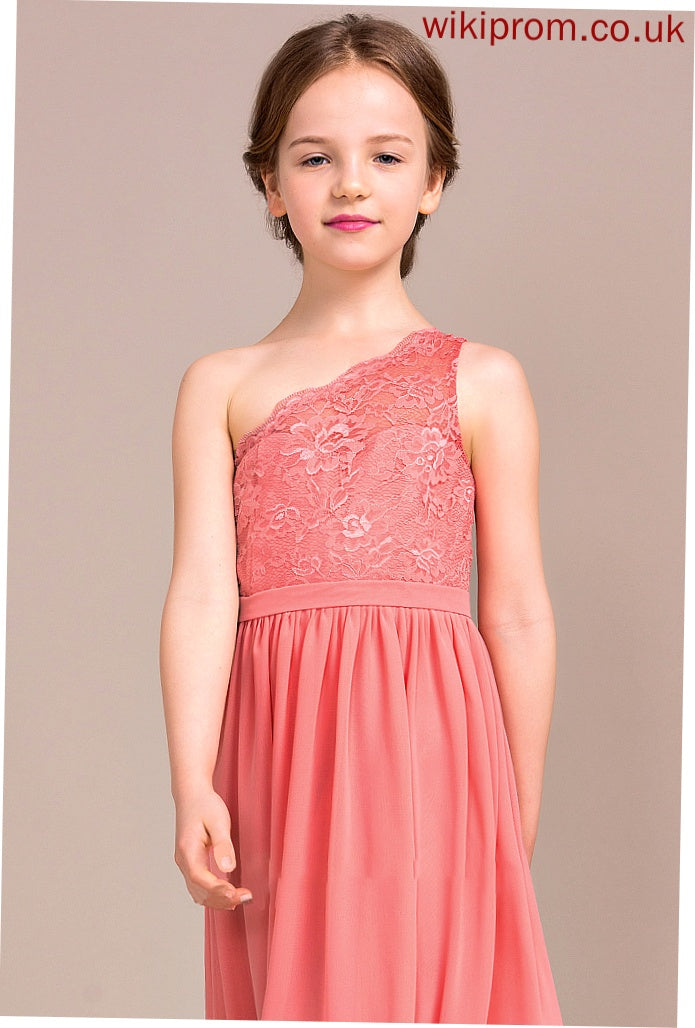 Beatrice Floor-Length Lace A-Line Junior Bridesmaid Dresses Chiffon One-Shoulder