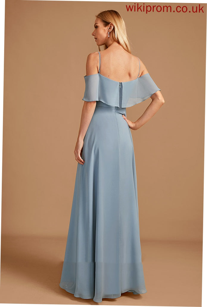 Off-the-Shoulder Embellishment Length Silhouette Ruffle Neckline A-Line SplitFront Floor-Length Fabric Elisabeth Trumpet/Mermaid Bridesmaid Dresses