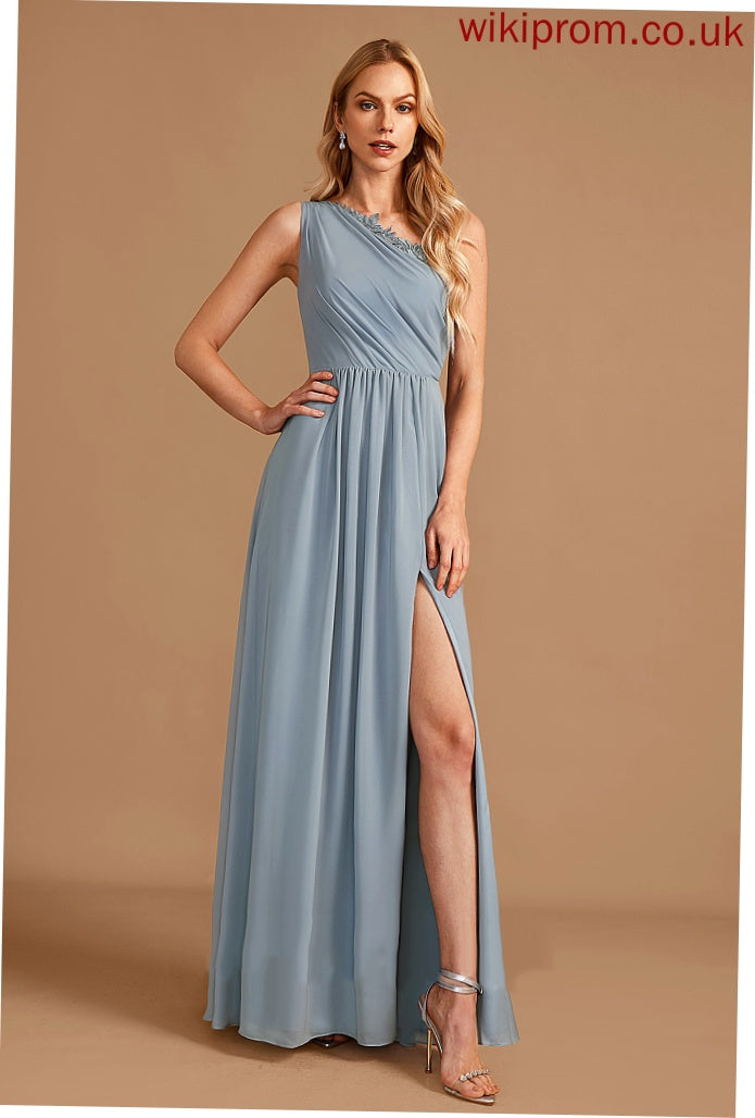 Neckline Floor-Length Silhouette A-Line Lace Length Fabric One-Shoulder Sequins Embellishment Cheyenne Bridesmaid Dresses