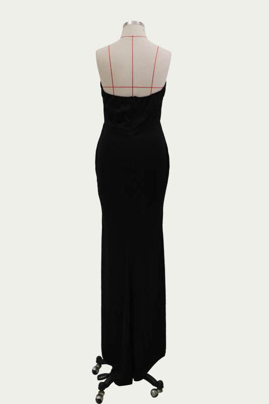 Sexy Black Mermaid V Neck Strapless Prom Dresses with Slit, Evening SWK20435