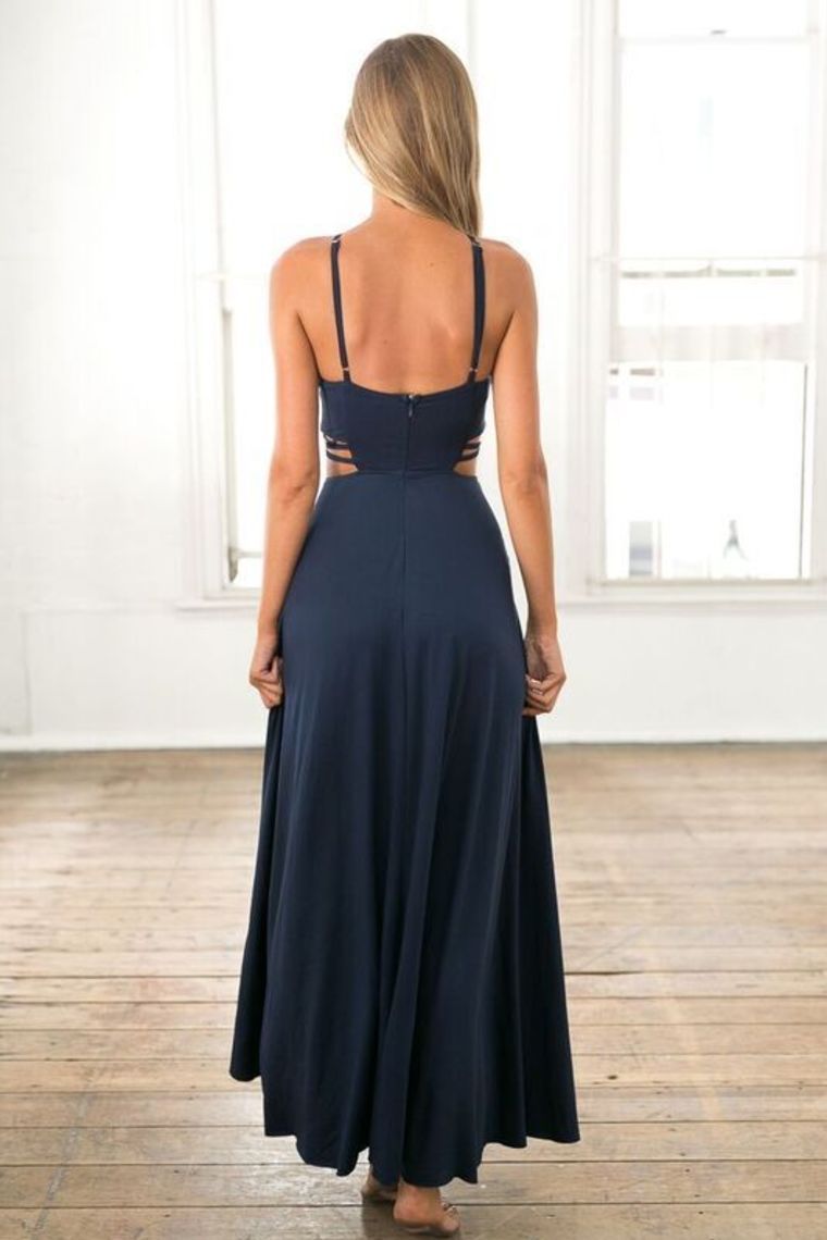 Evening Dresses A Line Spaghetti Straps Chiffon With Slit Floor Length