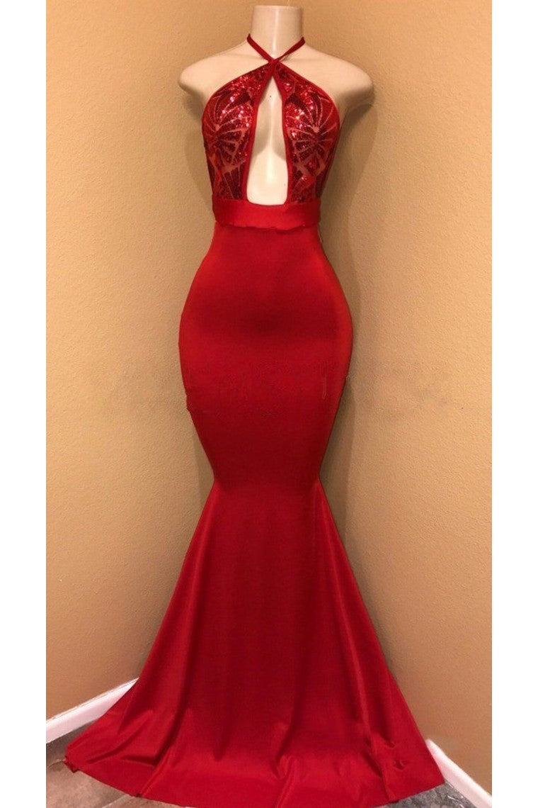 Sexy Sequin Prom Dresses Halter Mermaid Evening SWKPHY8LLFF