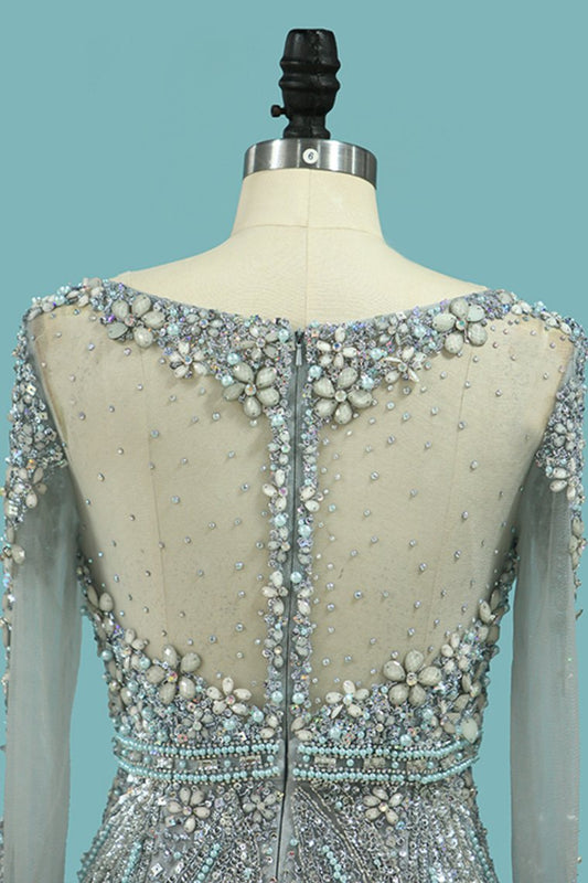 New Arrival Prom Dresses Scoop Mermaid With Beads&Rhinestones