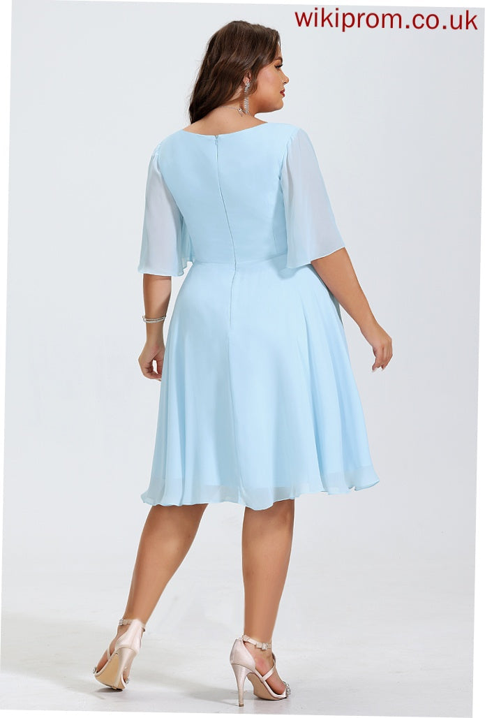 Dress Amina Cocktail A-Line Cocktail Dresses Chiffon V-neck Knee-Length