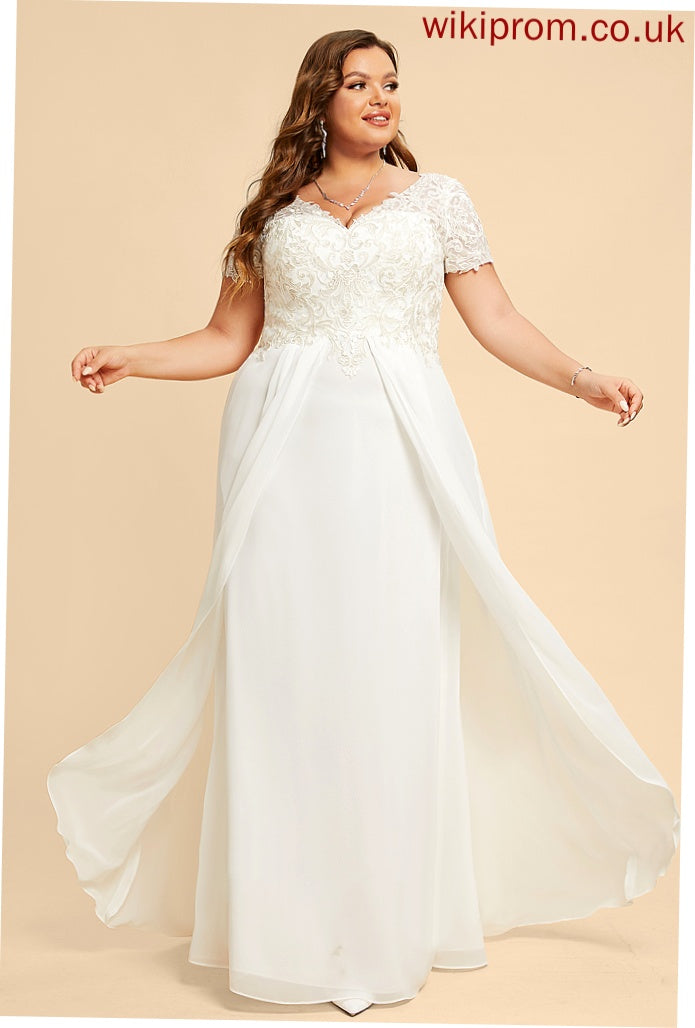 Dress Floor-Length V-neck Lyla A-Line With Lace Wedding Chiffon Wedding Dresses