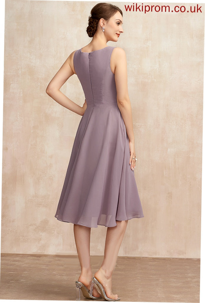 Dress Chiffon Cocktail Dresses Cocktail Square Regina Neckline A-Line Knee-Length