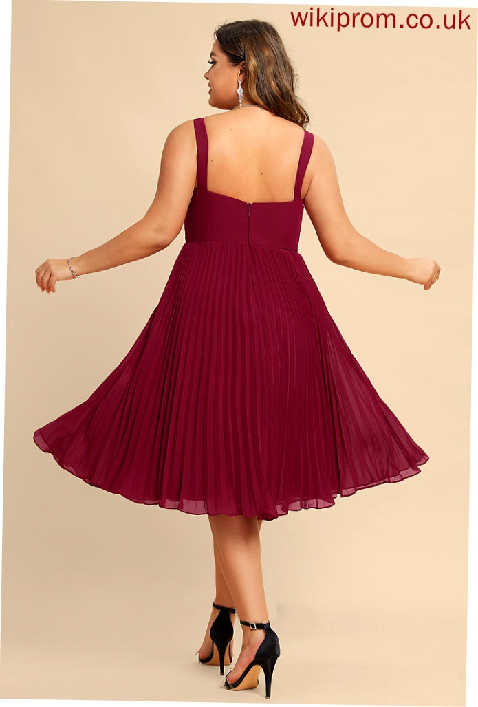 Chiffon Homecoming Pleated Knee-Length Dress Square A-Line With Homecoming Dresses Scarlet Neckline