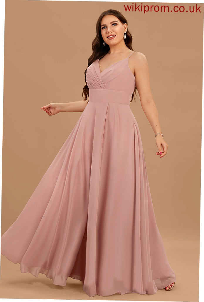 Prom Dresses Chiffon Floor-Length With A-Line V-neck Tara Ruffle