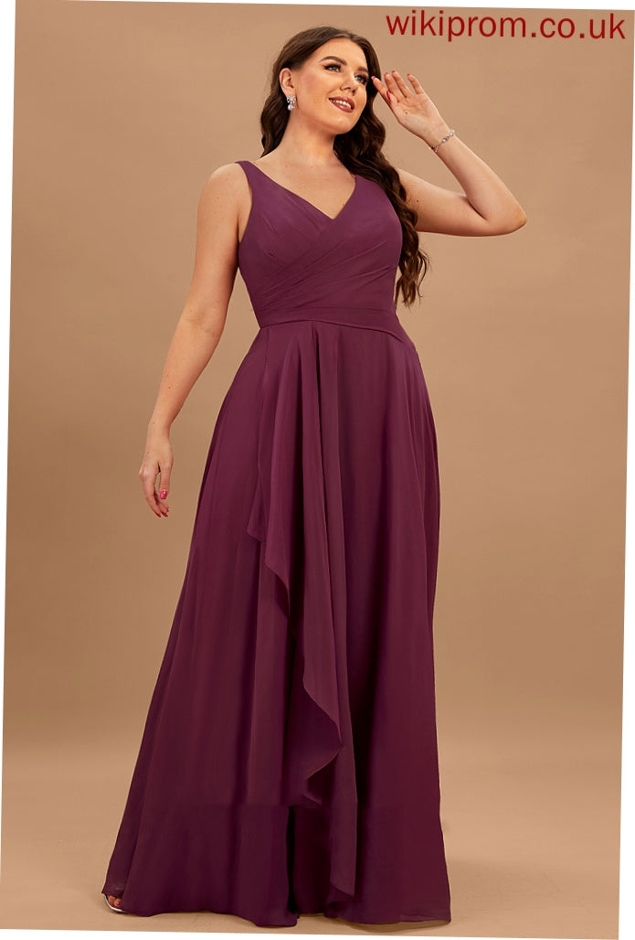 V-neck A-Line Neckline Floor-Length Length Fabric SplitFront Silhouette Embellishment Cara Floor Length Natural Waist Bridesmaid Dresses