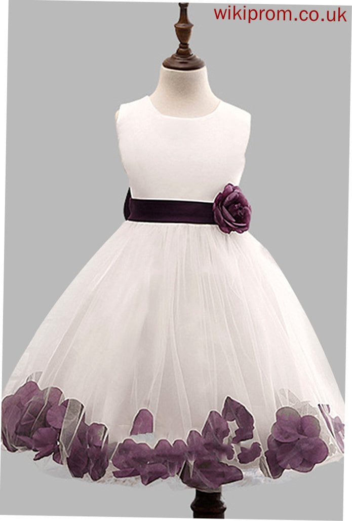 Gown - Flower Girl Dresses Sleeveless Neck Blends Knee-length Scoop Mariana Flower Cotton Flower(s)/Bow(s) With Dress Girl Ball