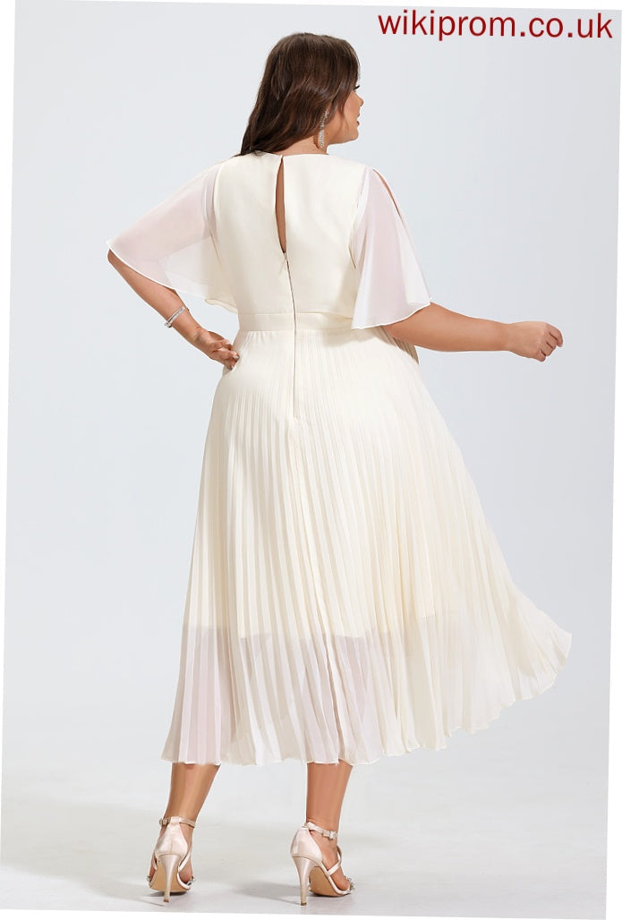 With A-Line Chiffon Scoop Asymmetrical Sherry Cocktail Dresses Neck Dress Pleated Cocktail