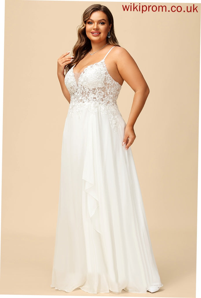 Lace A-Line V-neck Raegan Chiffon Wedding Dresses With Floor-Length Sequins Dress Wedding