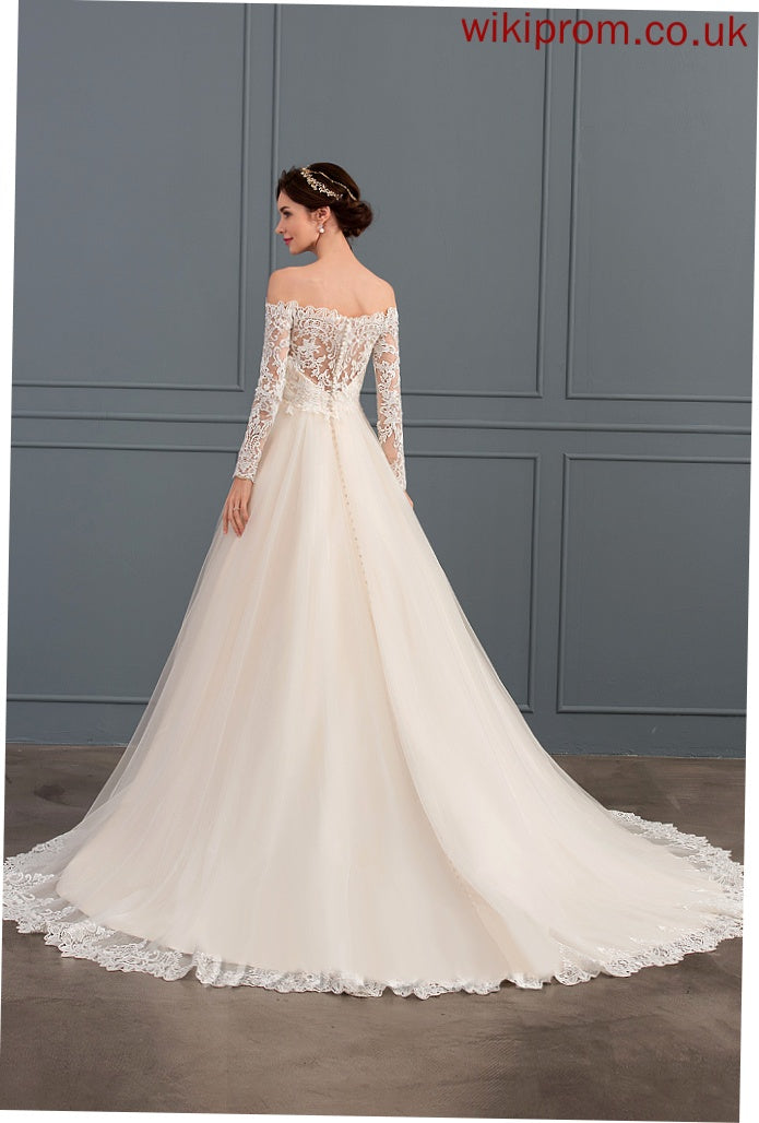 Dress Chapel Train Philippa Off-the-Shoulder Lace Tulle Ball-Gown/Princess Wedding Wedding Dresses