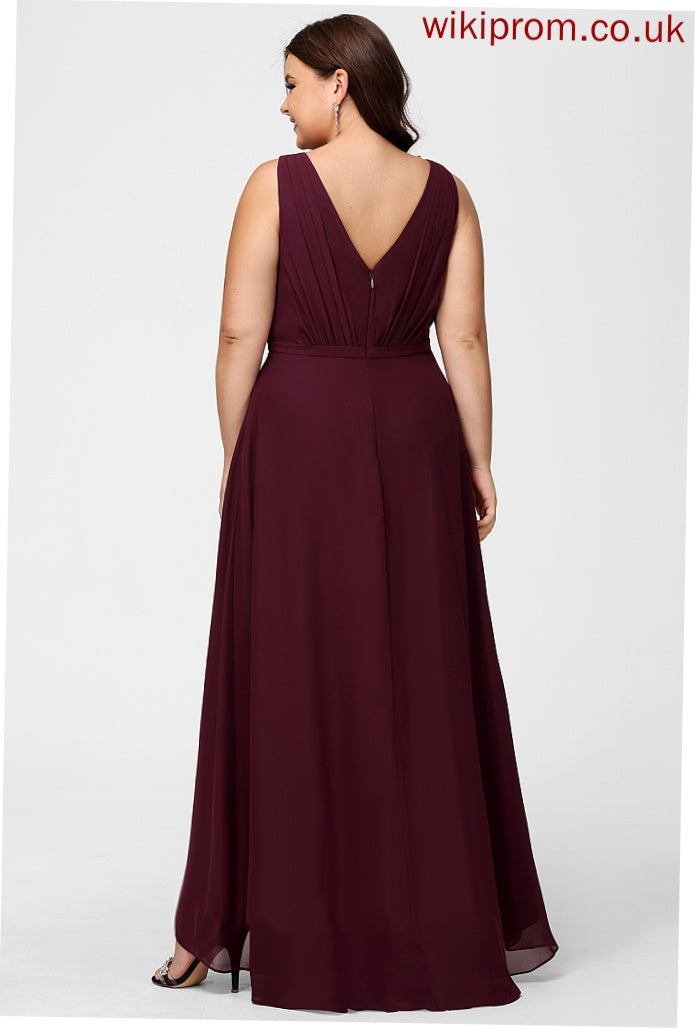 V-neck Embellishment Silhouette Fabric Neckline Length Asymmetrical SplitFront A-Line Millie Bridesmaid Dresses