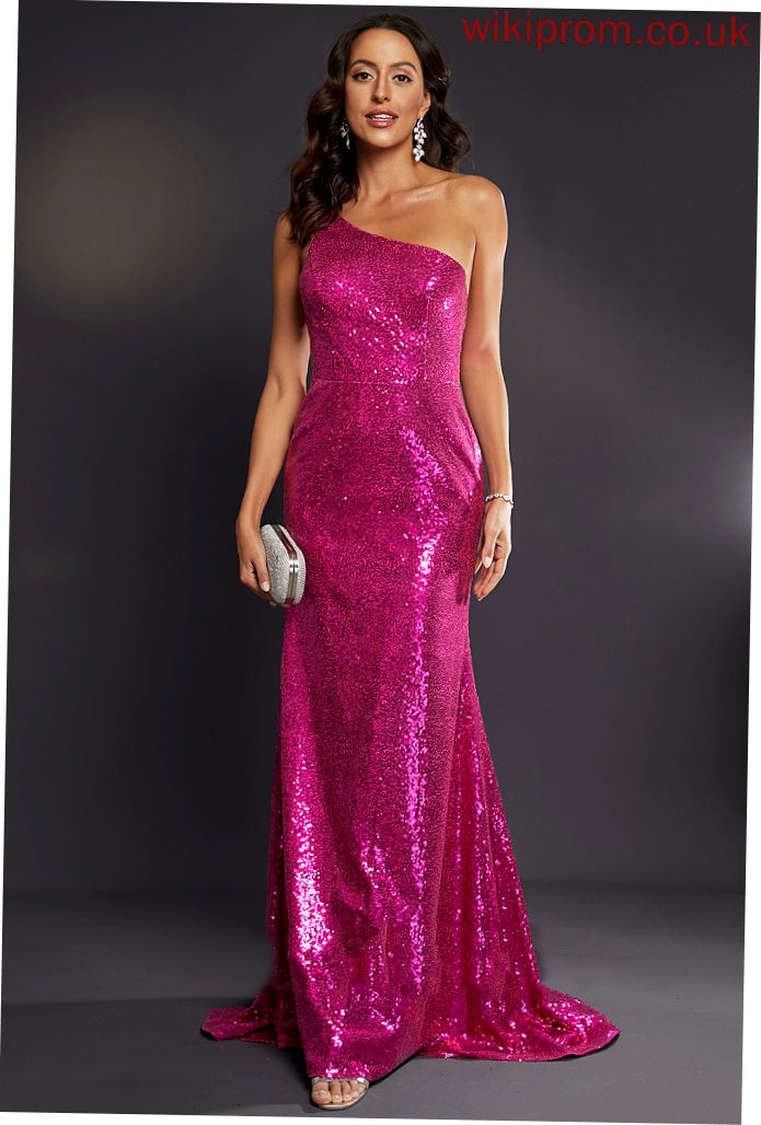 Train Hanna Sweep One-Shoulder Sequined Trumpet/Mermaid Prom Dresses