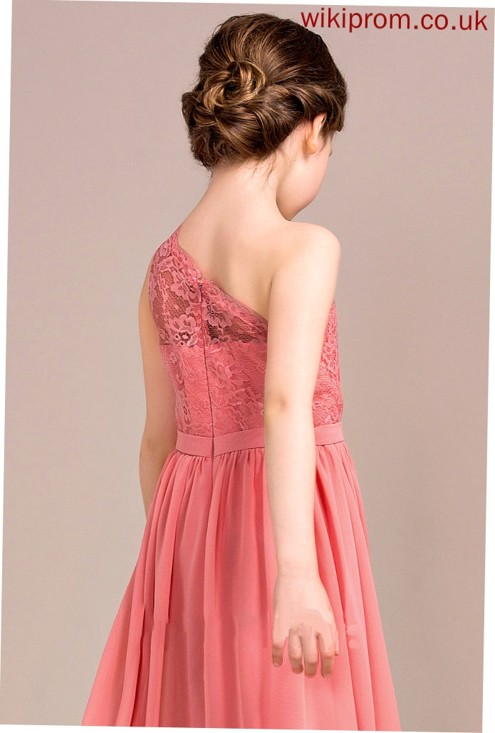 Beatrice Floor-Length Lace A-Line Junior Bridesmaid Dresses Chiffon One-Shoulder