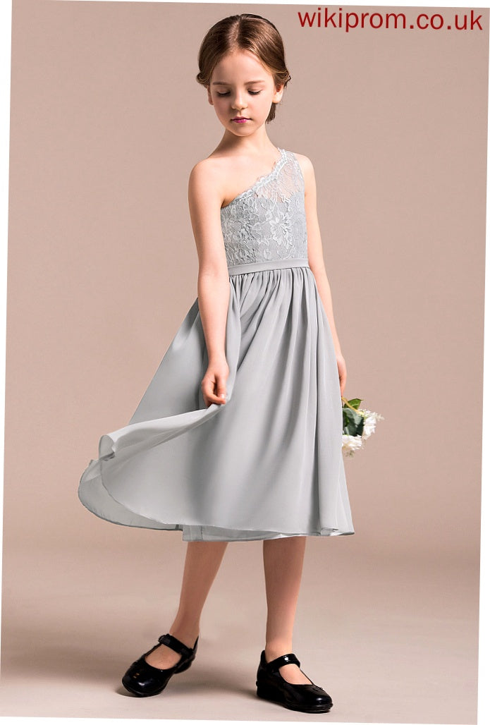 Knee-Length Chiffon Junior Bridesmaid Dresses One-Shoulder A-Line Miley Lace