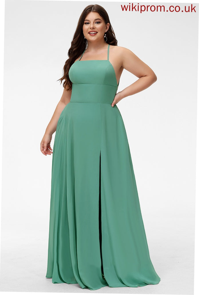 Prom Dresses Floor-Length Square A-Line Chiffon Ivy