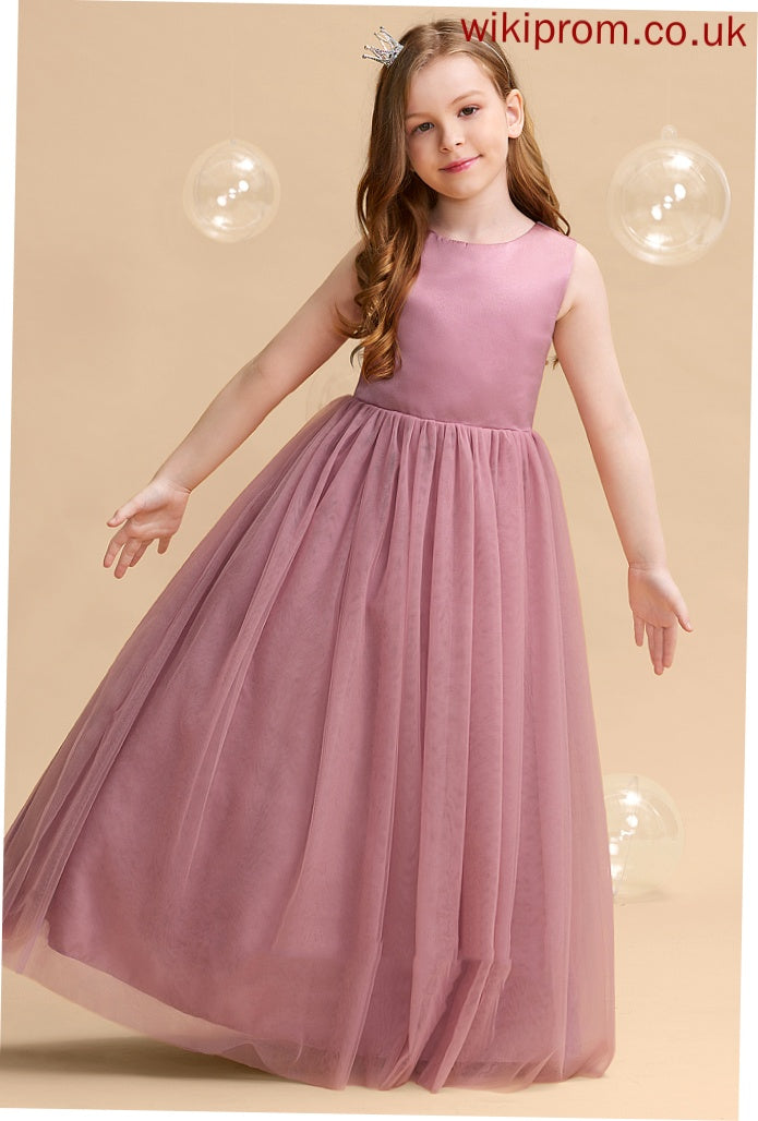 Sleeveless Dress Flower Flower Girl Dresses Scoop Hole - With Bow(s)/Back Alexandria Tulle Floor-length Girl Neck Ball-Gown/Princess