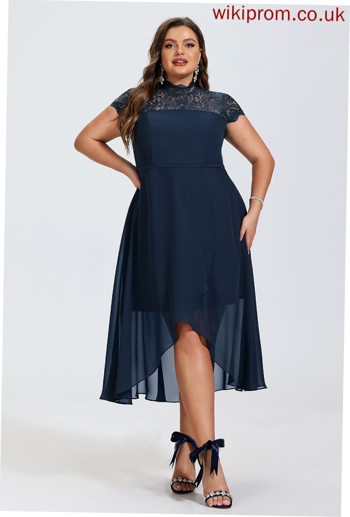 Dress A-Line Cocktail Jessie Cocktail Dresses Neck Asymmetrical Chiffon High