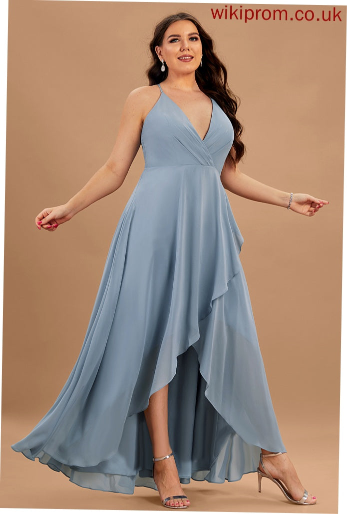 Cocktail Asymmetrical Luna V-neck Cocktail Dresses Chiffon A-Line Dress