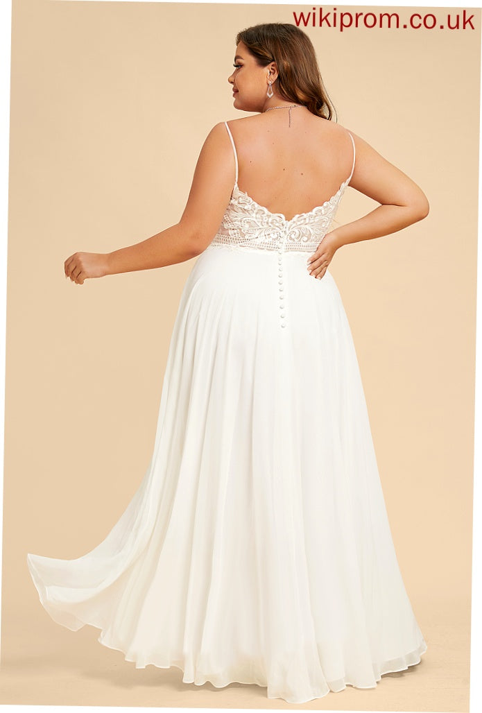 Wedding Dresses Sandra V-neck Dress Lace Floor-Length Wedding Chiffon With Split Front A-Line