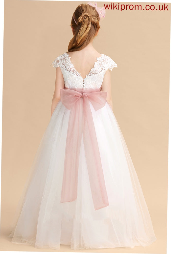 Sleeveless Floor-length Ball-Gown/Princess Scoop Girl Neck With Lace Flower Girl Dresses Flower Dress Kendall Lace/Sash -