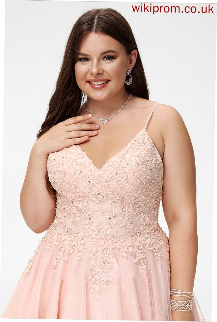 Dress With A-Line Homecoming Simone V-neck Beading Homecoming Dresses Lace Short/Mini Tulle