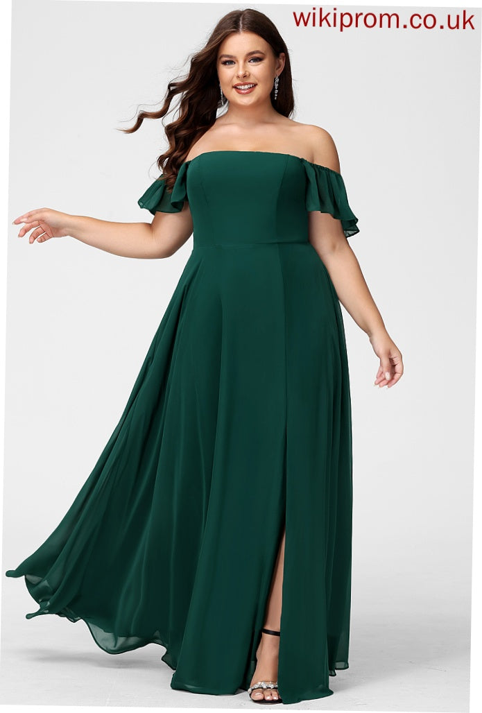 Off-the-Shoulder Silhouette Length Neckline Floor-Length A-Line Embellishment SplitFront Fabric Cailyn Sleeveless Floor Length Bridesmaid Dresses