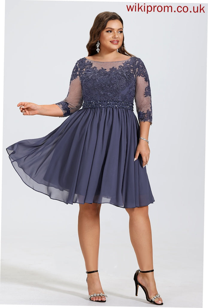 Casey Cocktail Dresses Dress A-Line Chiffon Lace Beading With Scoop Cocktail Knee-Length Neck