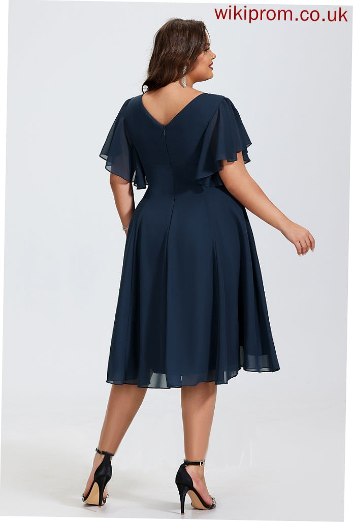 Chiffon A-Line Knee-Length Dress Cocktail Dresses Cocktail Angie V-neck