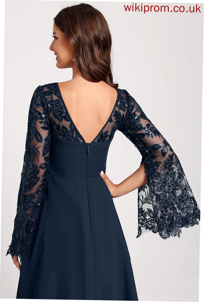 Chiffon Sequins Neck A-Line Lace With Scoop Cocktail Knee-Length Jode Club Dresses Dress