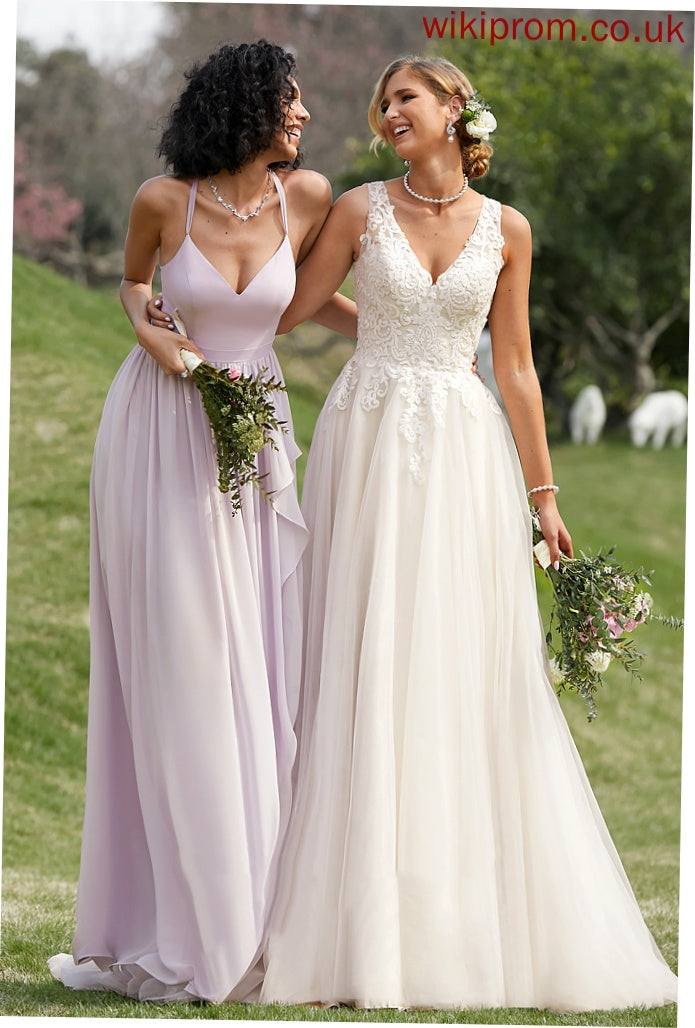 Tulle Train Dress Wedding Dresses Sloane Wedding Ball-Gown/Princess Lace V-neck Court