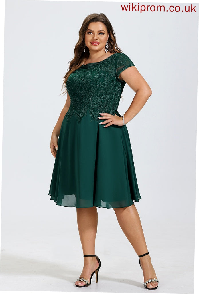 Cocktail Lace Dress With Chiffon A-Line Neck Knee-Length Sequins Scoop Sofia Cocktail Dresses