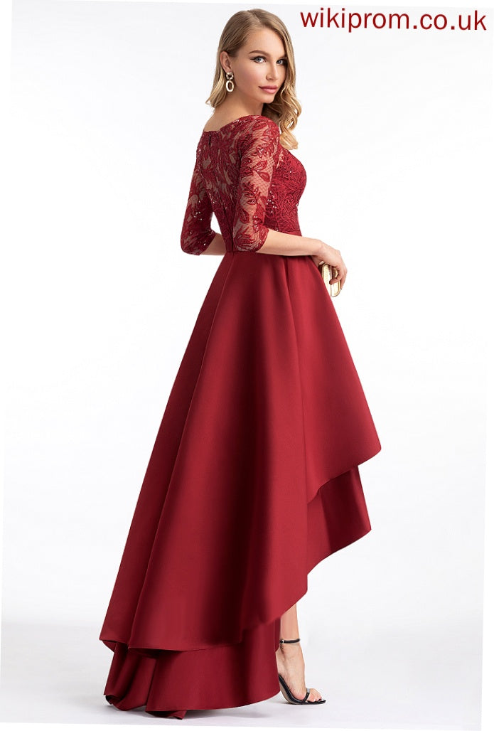 A-line Formal Dresses Dresses Round Neck Satin Gloria