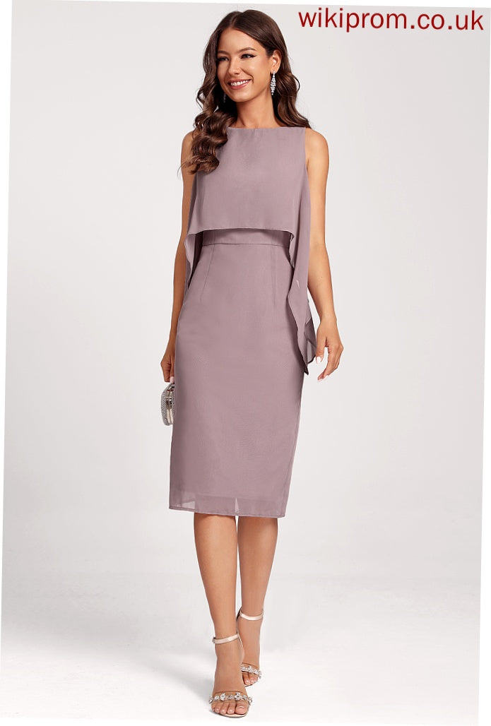 Bridget Club Dresses Dress Chiffon Scoop Sheath/Column Knee-Length Neck Cocktail