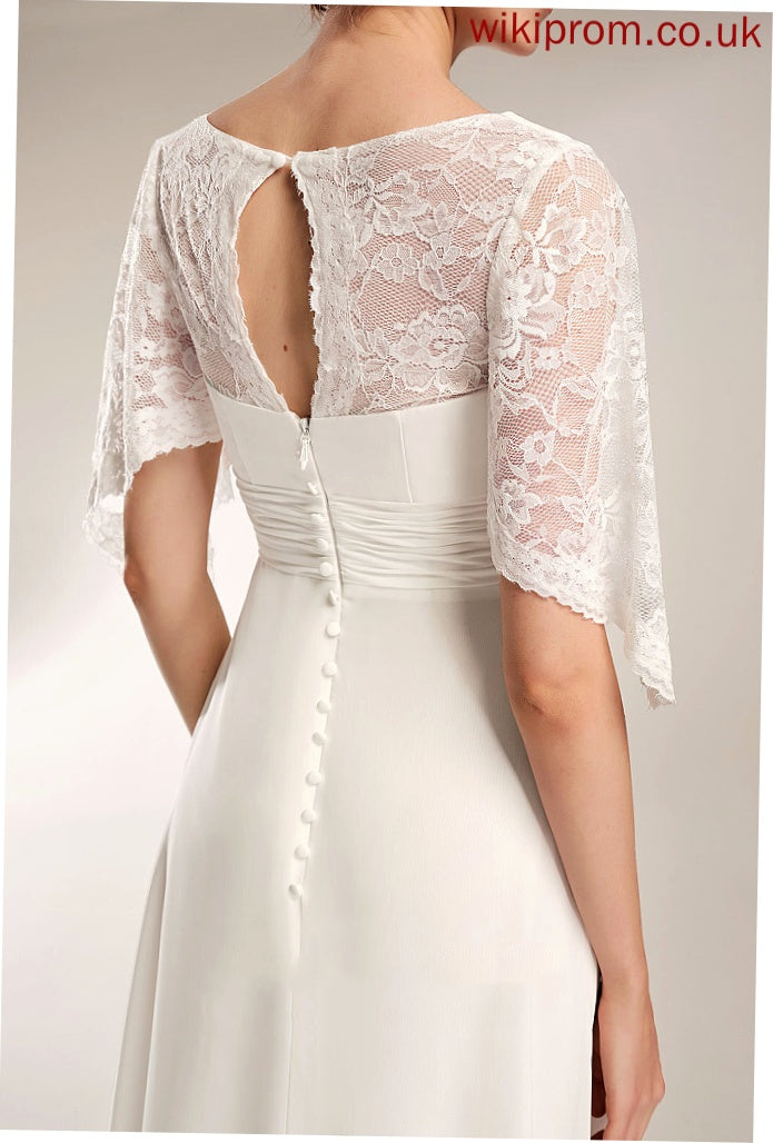 Wedding Chiffon Lace Sheath/Column V-neck With Wedding Dresses Dress Floor-Length Rylee