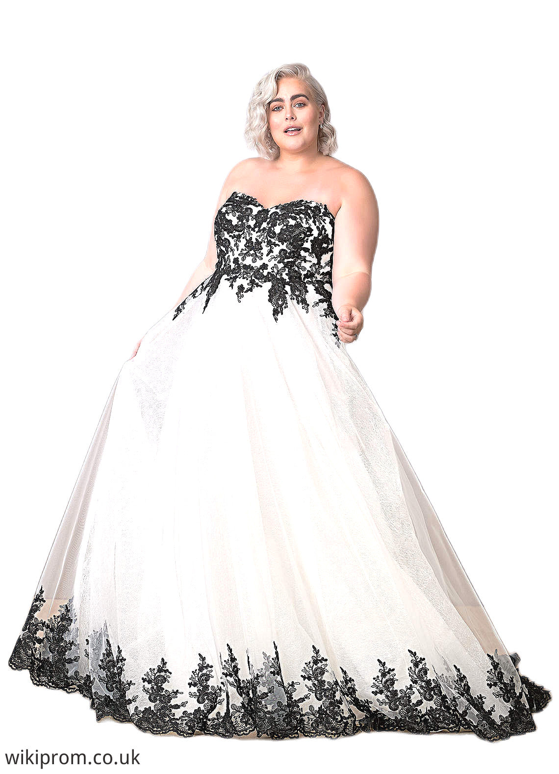 Nia Ball-Gown Lace Tulle Chapel Train Dress SWKP0020245