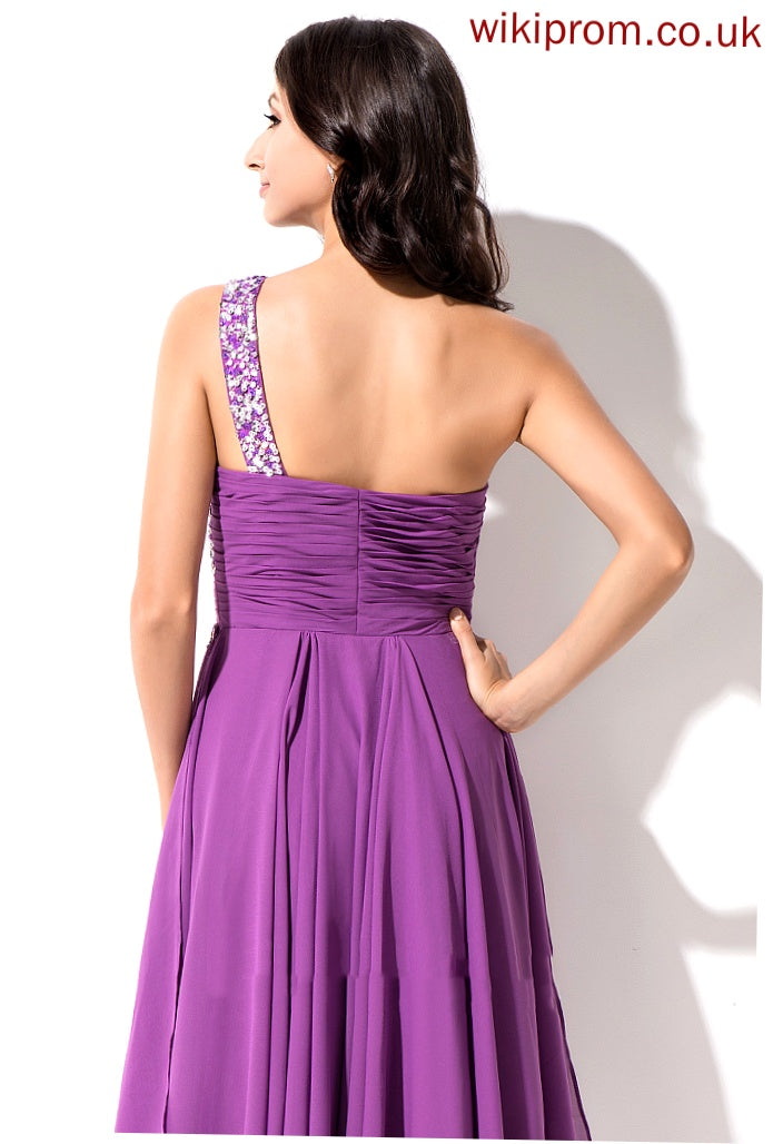 One-Shoulder Beading Sequins Abby With Homecoming Dresses Homecoming Asymmetrical Chiffon Ruffle A-Line Dress